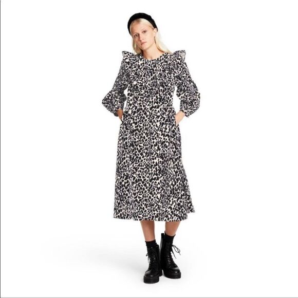 NWT Sandy Liang for Target Leopard-Print Long Sleeve Dress - Picture 3 of 11